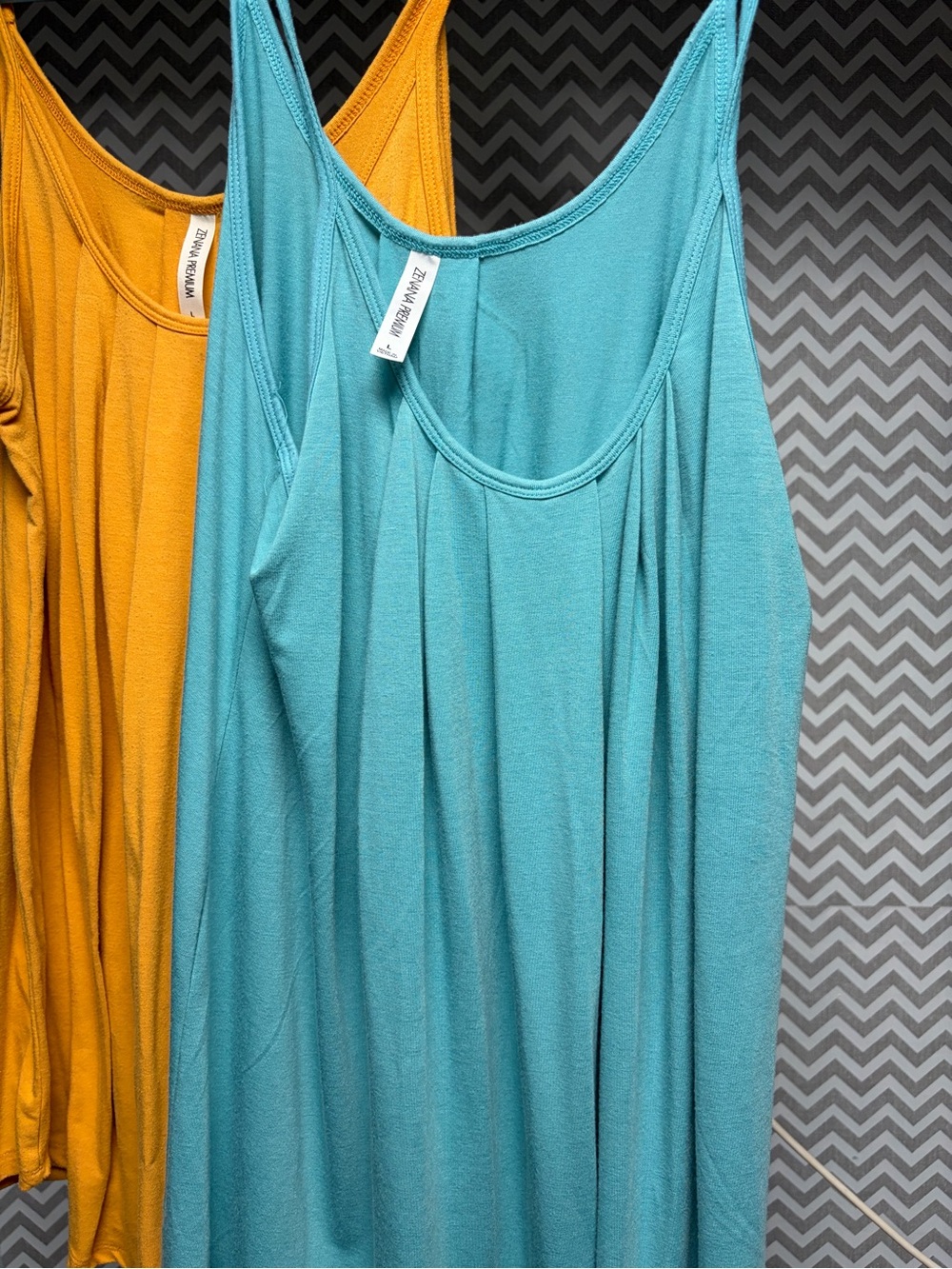 *Bundle* Zenana Premium Lightweight Spaghetti Strap Tank Top - Blue and Mustard - Picture 3 of 3